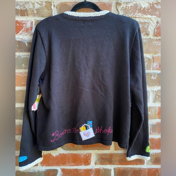 💐NEW👜Berek “Born to Shop” Embellished Cardigan Sweater Size L👒 - Picture 4 of 16